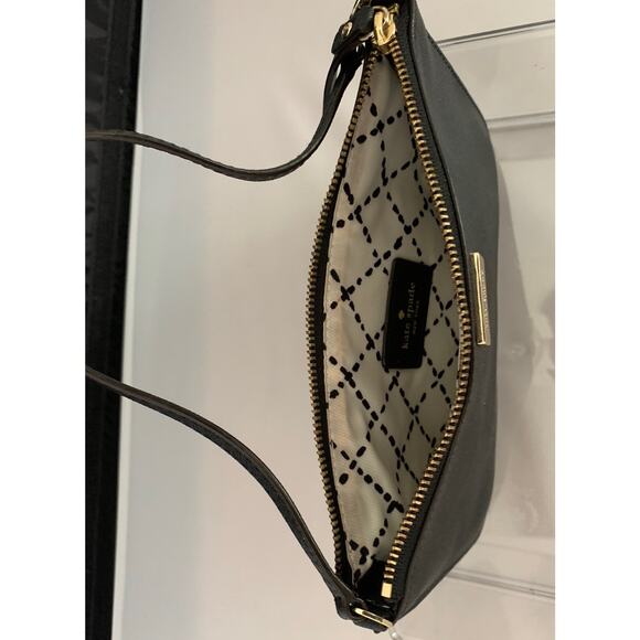 Kate Spade Lolly Newbury Pouch Wallet Wristlet Black Leather Strap Thin Logo - Picture 12 of 14